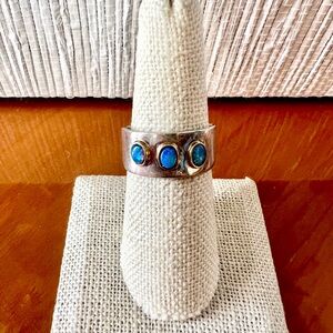 Australian Opals set in 14KT Gold on Sterling Silver Band